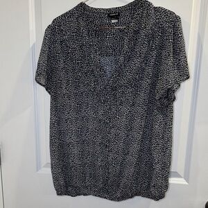 Torrid Black and White Patterned Button Down Shirt